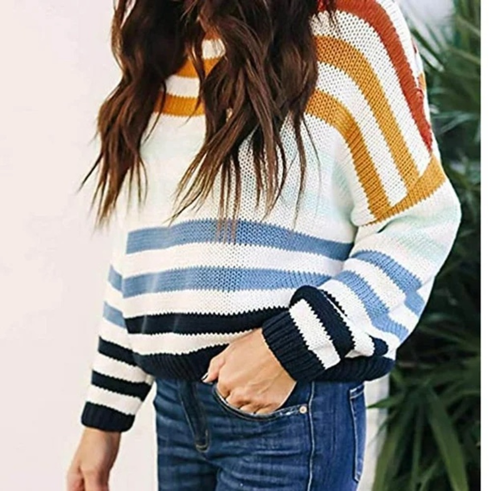 0123 - Striped Multicolor Women's Sweater